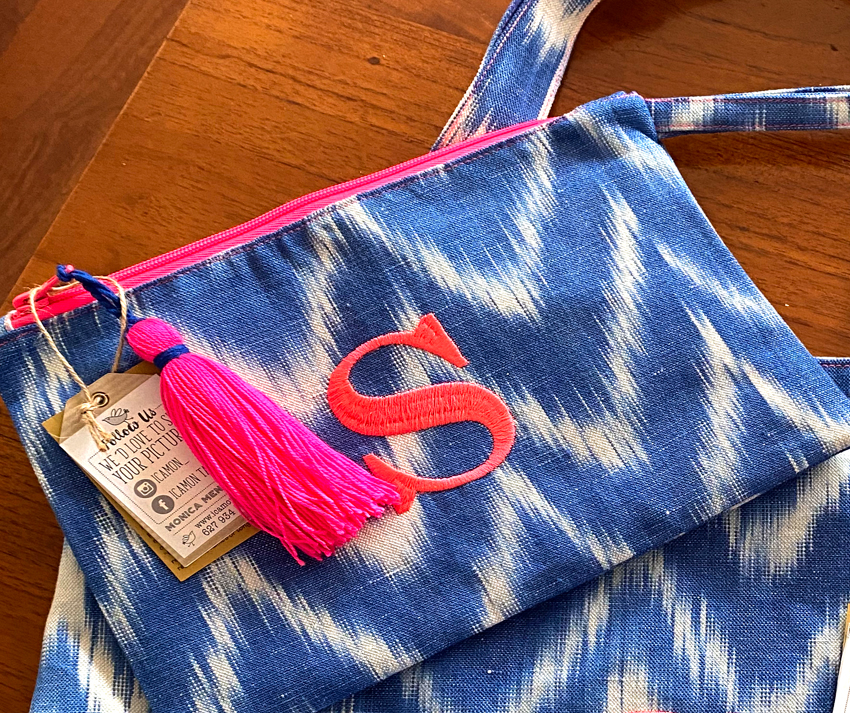 Bolso de Mano Lenguas Azul