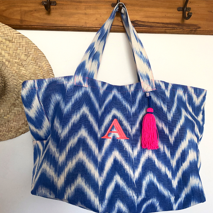 BOLSA DE PLAYA DE LENGUAS MALLORQUINAS AZUL