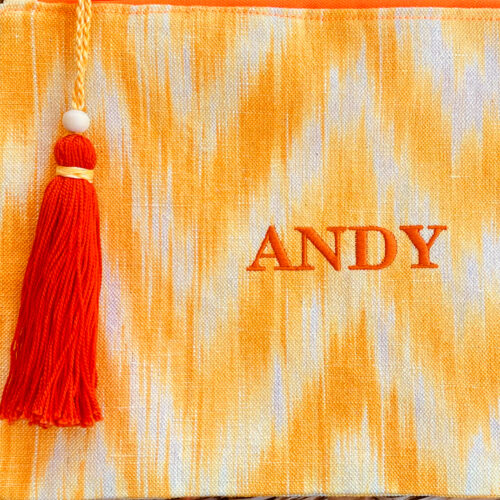 Yellow Mallorcan ikat beach bag